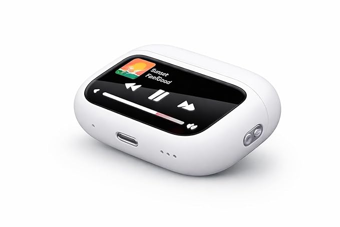 Smart Touchscreen Bluetooth 5.4 Earbuds, White