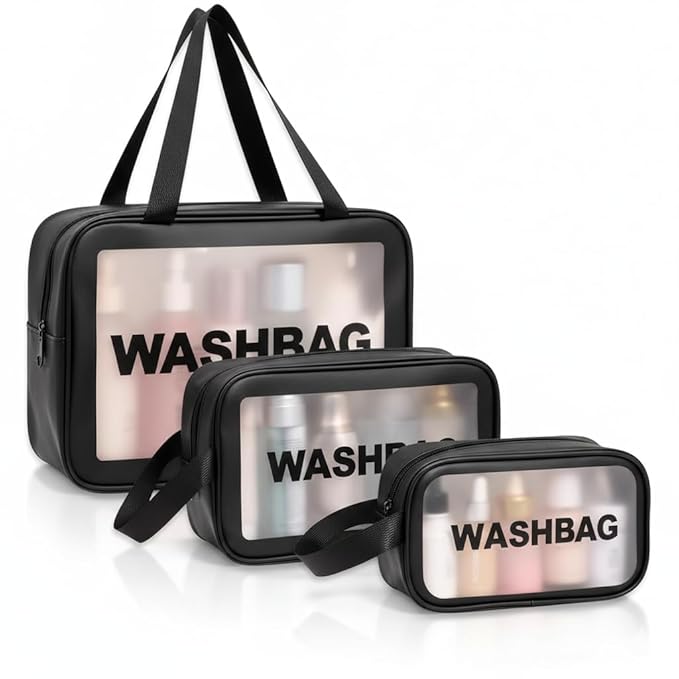 Wash Bag Pouch for Travel – Cosmetic Organizer (Black)